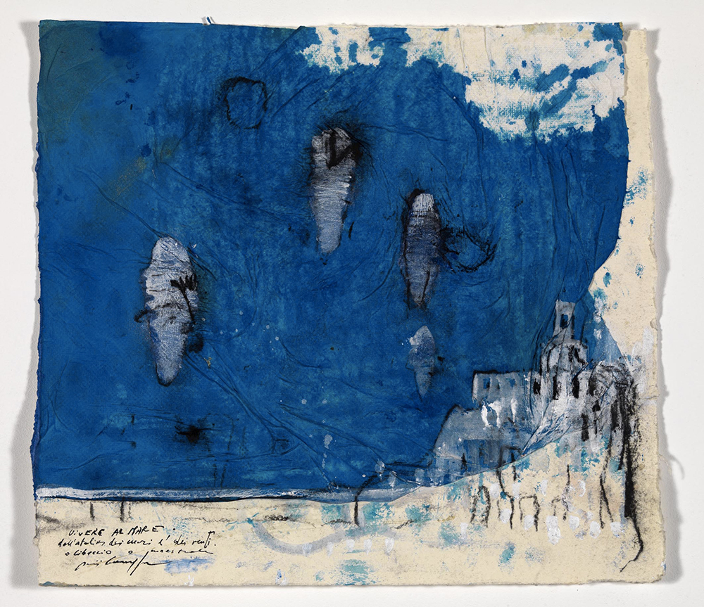 Vivere al mare, 2008, olio su carta, cm 32x30