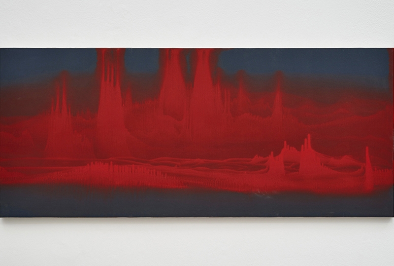 L'Altra Riva, 2016, olio su carta abrasiva montata su tela, cm 70x140