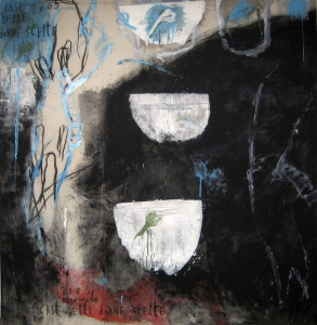 Case delle donne scelte, 2005, tecnica mista su tela, cm 138x130