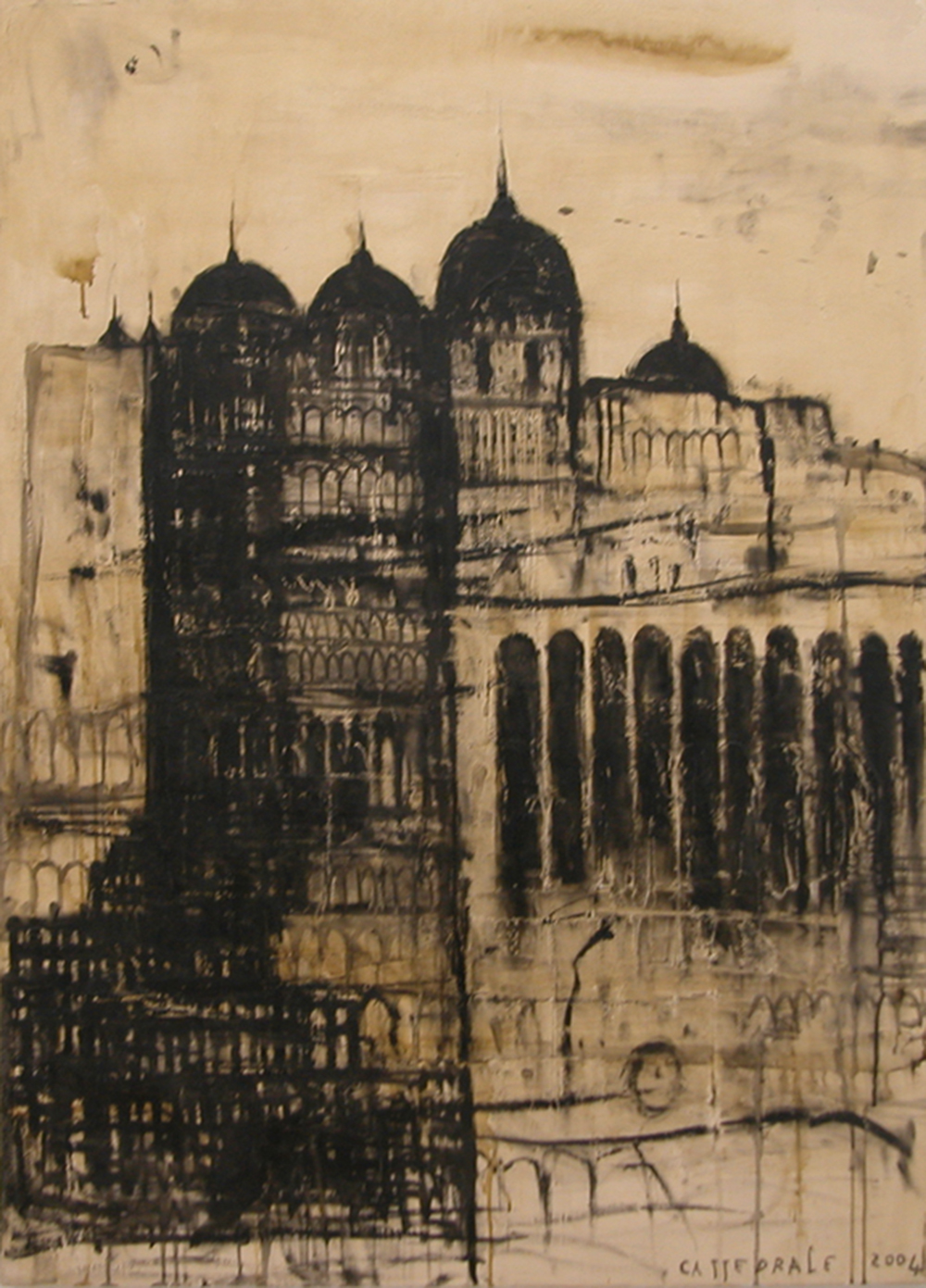 Cattedrale, 2004, olio su carta, cm 80x60