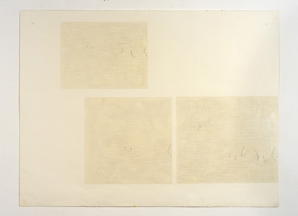 MY2, 1977, acrilici, pearl white, pastello e conté su carta, cm 97x127