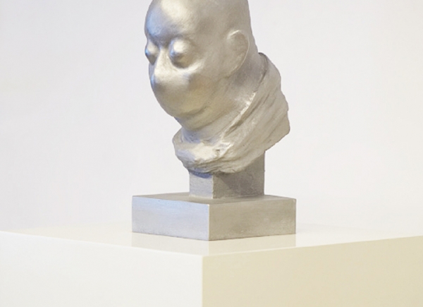 Selfportrait as Kafka at the time he wrote his novel the Metamorphosis, 2014, aluminium cast on lacquered wooden base, cm 158x38x38