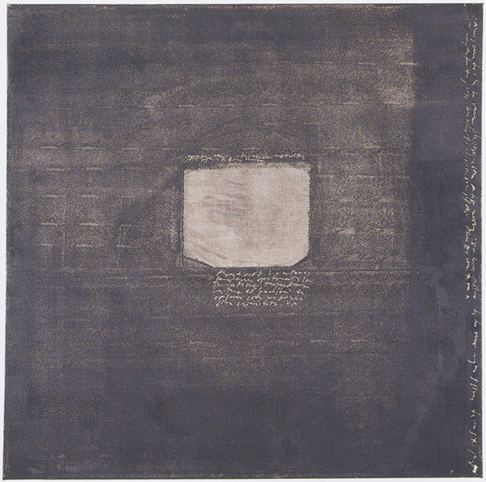 Dorso della destra, 2001, abrasione con le dita su dispersione su pvc, cm 80x80