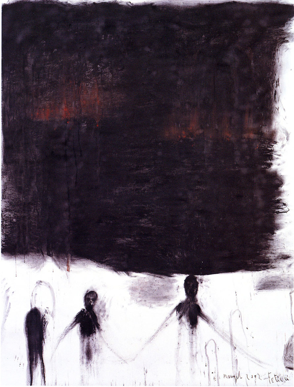 Feticci, 2002, tecnica mista su carta, cm 200x151