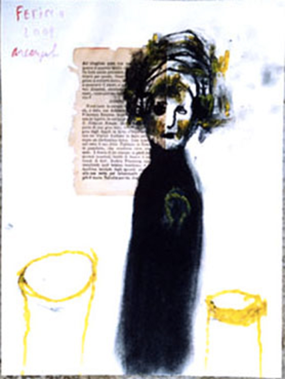 Feticcio, 2001, tecnica mista su carta, cm 32x24