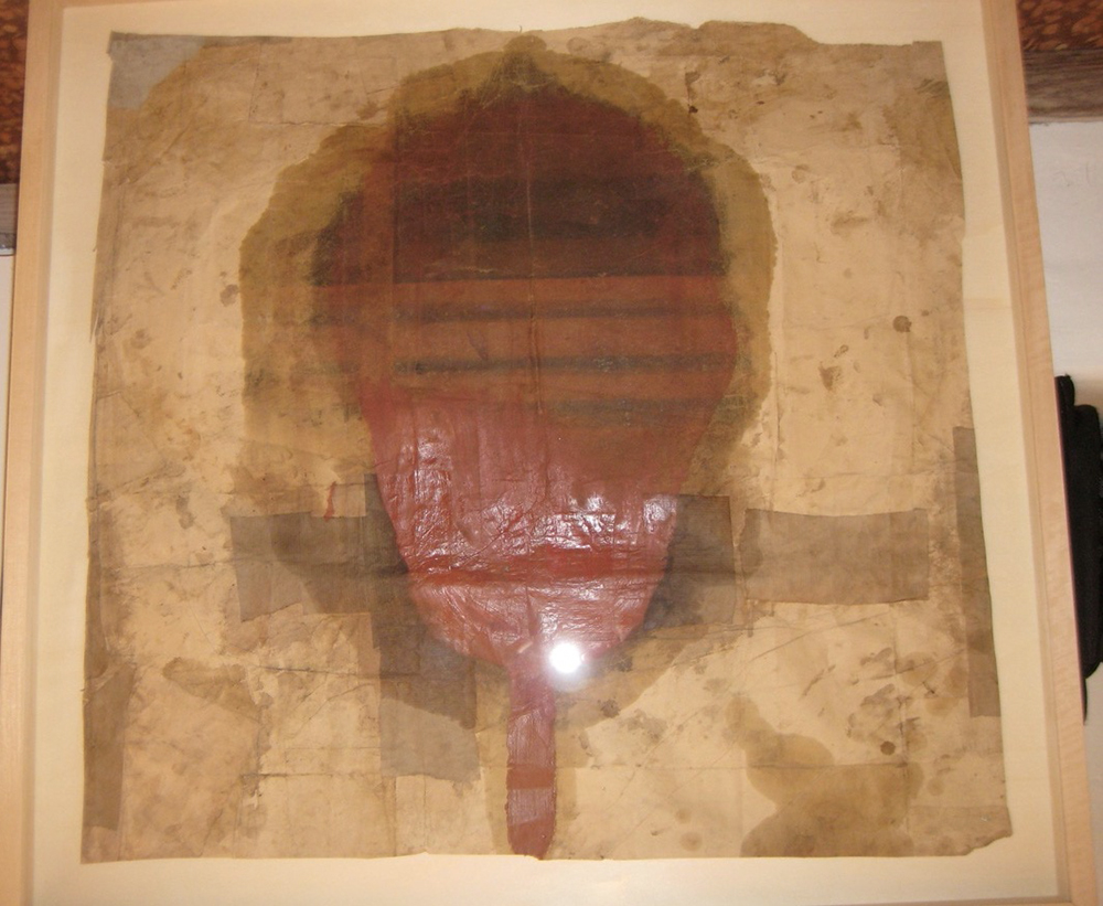 The lotus eaters, 2008, olio di papavero e pigmenti naturali su carta telata antica, cm 68x69