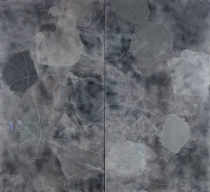 Peter Flaccus, Diptych with Ellipses, 2012, encausto su tavola, cm 183x200