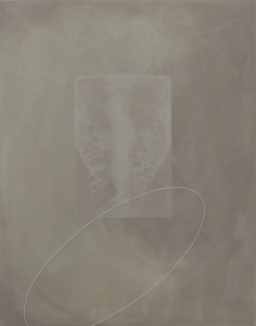 Peter Flaccus, Blue Window, White Ellipses, 2010, encausto su tavola, cm 43x34