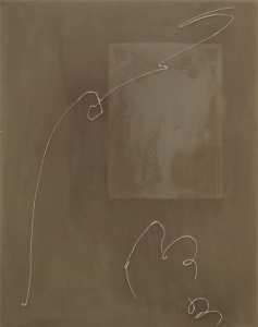 Peter Flaccus, Gray Scribble, 2011, encausto su tavola, cm 43x34