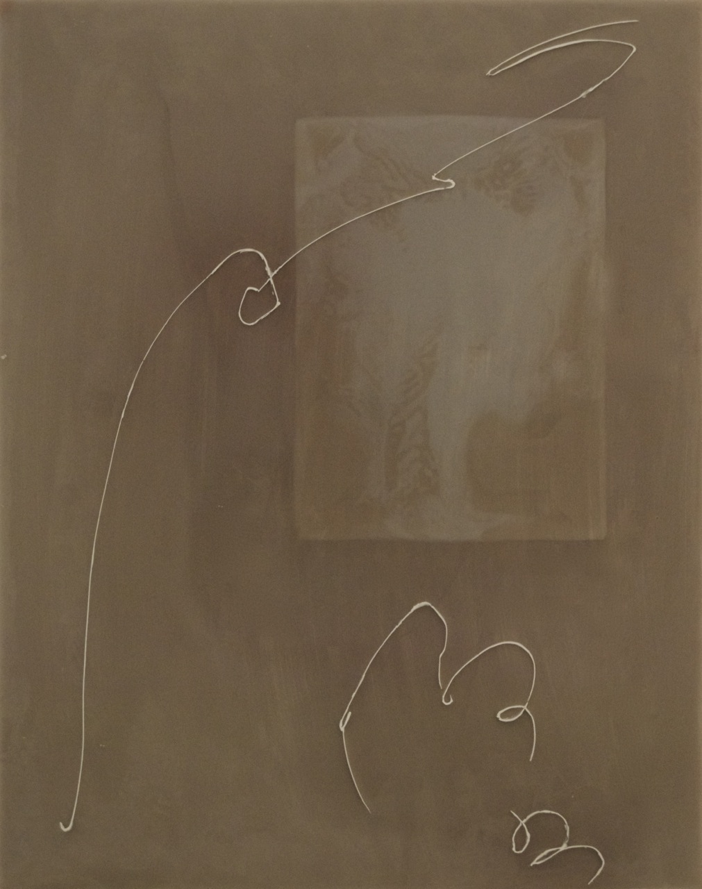 Peter Flaccus, Gray Scribble, 2011, encausto su tavola, cm 43x34