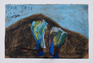 Case, 2005, tecnica mista su carta, cm 27x41