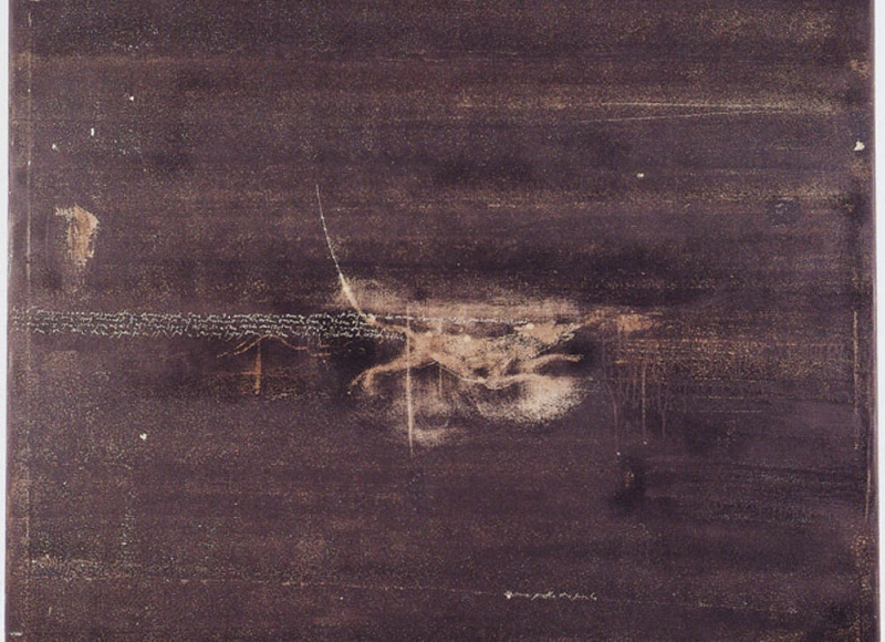 Con la scusa del cane, 2001, abrasione con le dita su dispersione su pvc, cm 150x150