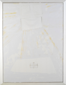 Gianni Dessì, Velo chiaro, 2006, olio su cartoncino telato, tela e legno, cm 221x171