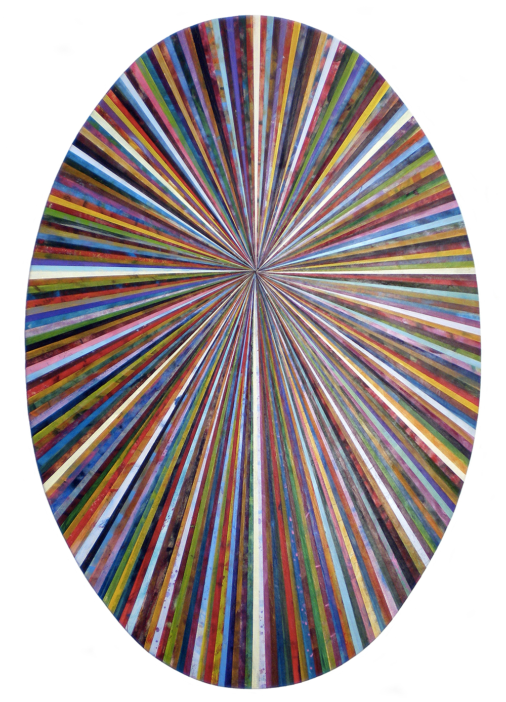 Andrea Facco, Resto di Pittura n°772, 2011, scotch carta colorato su tavola di legno, ovale, cm 150x100