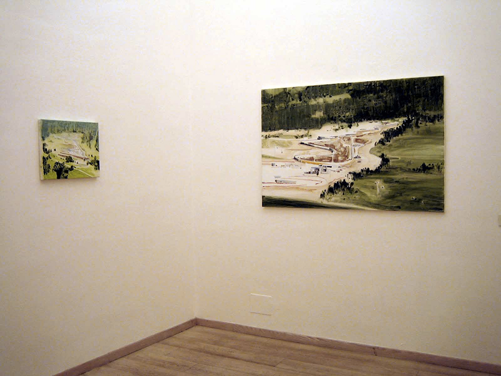 Laura Pugno, Bob, 2005, smalto e acrilico su tela, cm 110x150 e Bob, 2005, acrilico su tela, cm 40x50