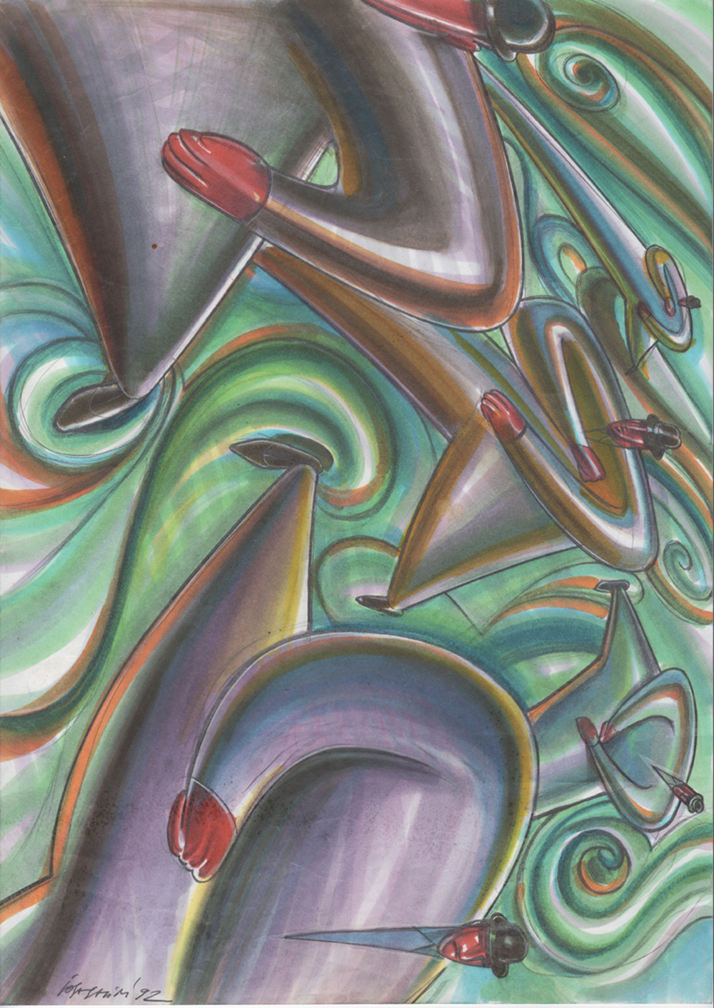 Illustrazione per collezione Tran Tran di BRF, 1992, tecnica mista su carta, cm 29.7x42