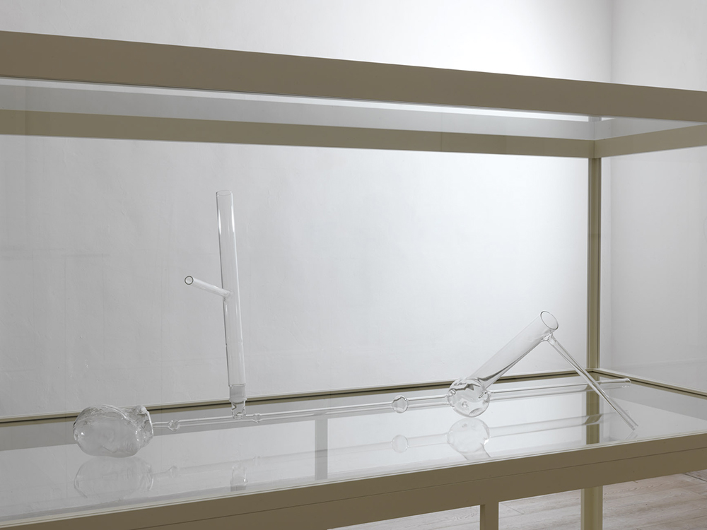 Ex voto XXI della serie Art is the better life, 2010, scultura in vetro, vetrina di vetro e legno laccato, cm 174x236x105
