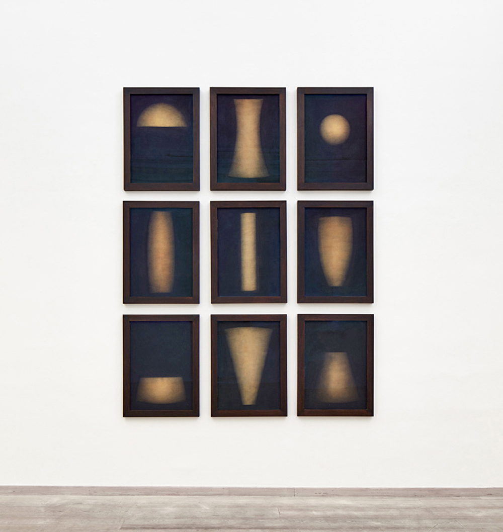 Marco Tirelli, Senza titolo, 1990, tecnica mista su tela, cm opera composta da 9 parti di cm 70x50 ciasc. (cm 250x180 circa)