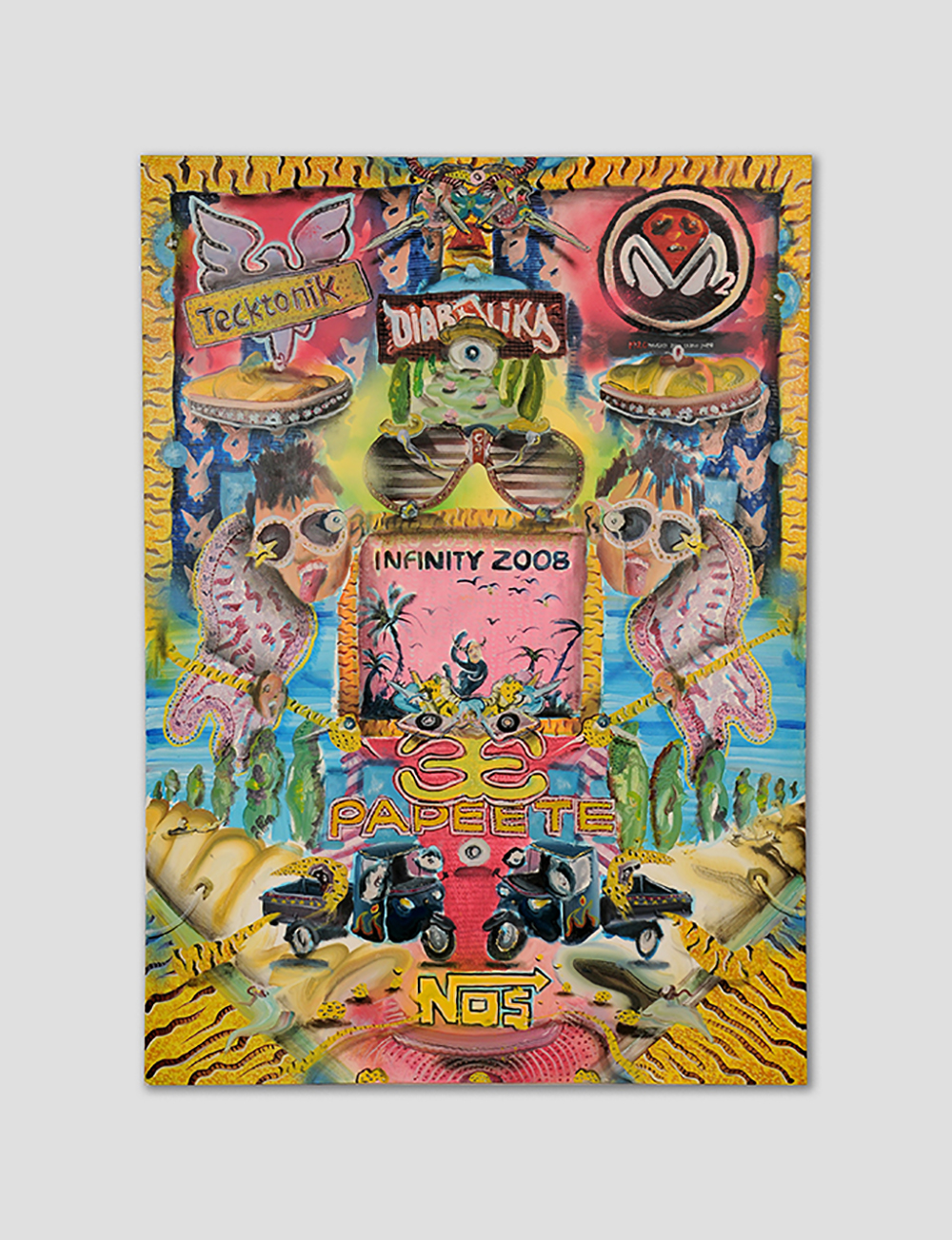 Andrea Luzi, Fiato adolescenziale, 2021, olio, vernice spray e penna glitter su tela, cm 100x70