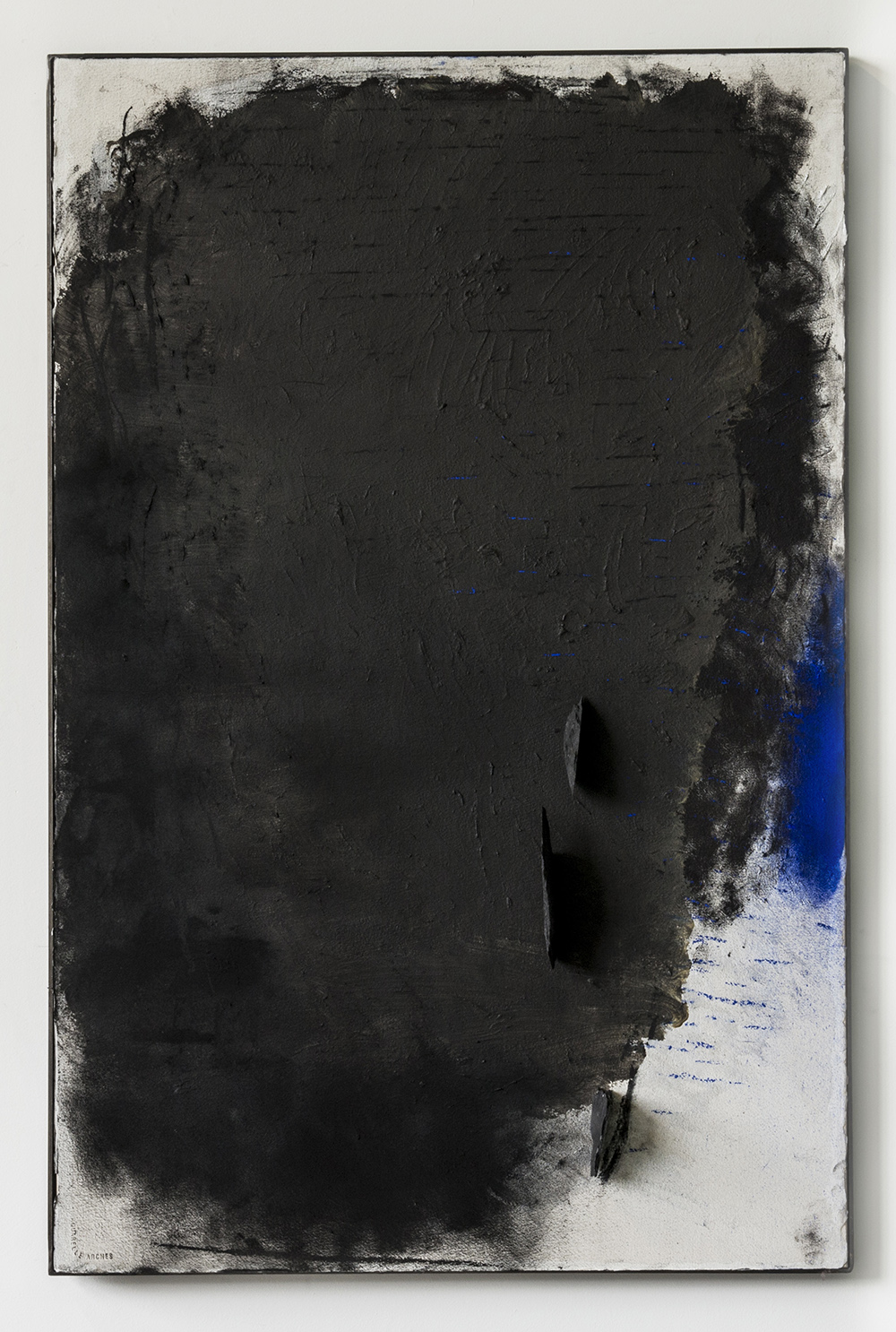 Scuro sfiorato con 3, 2012, tecnica mista e ardesia su carta su legno, cm 102,5x66,5