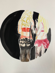 Maria Pogorzhelskaya, Night Blondies, 2022, acquerello su carta, cm 50x36