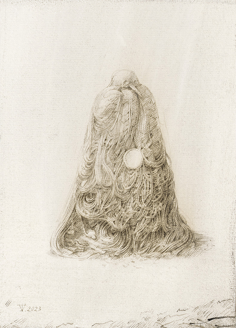 Tinus Vermeersch, Untitled, 2023, penna e inchiostro su carta, cm 18,5x13,5