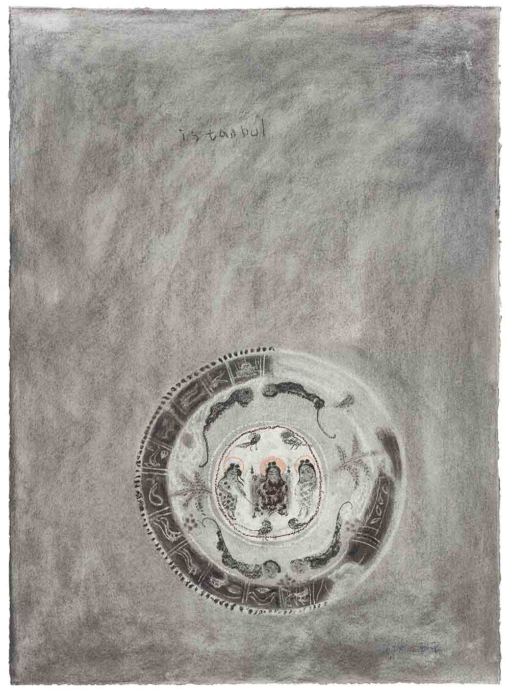 Wang Yu Ping, Tavola, 2018, carboncino su carta, cm 76x56