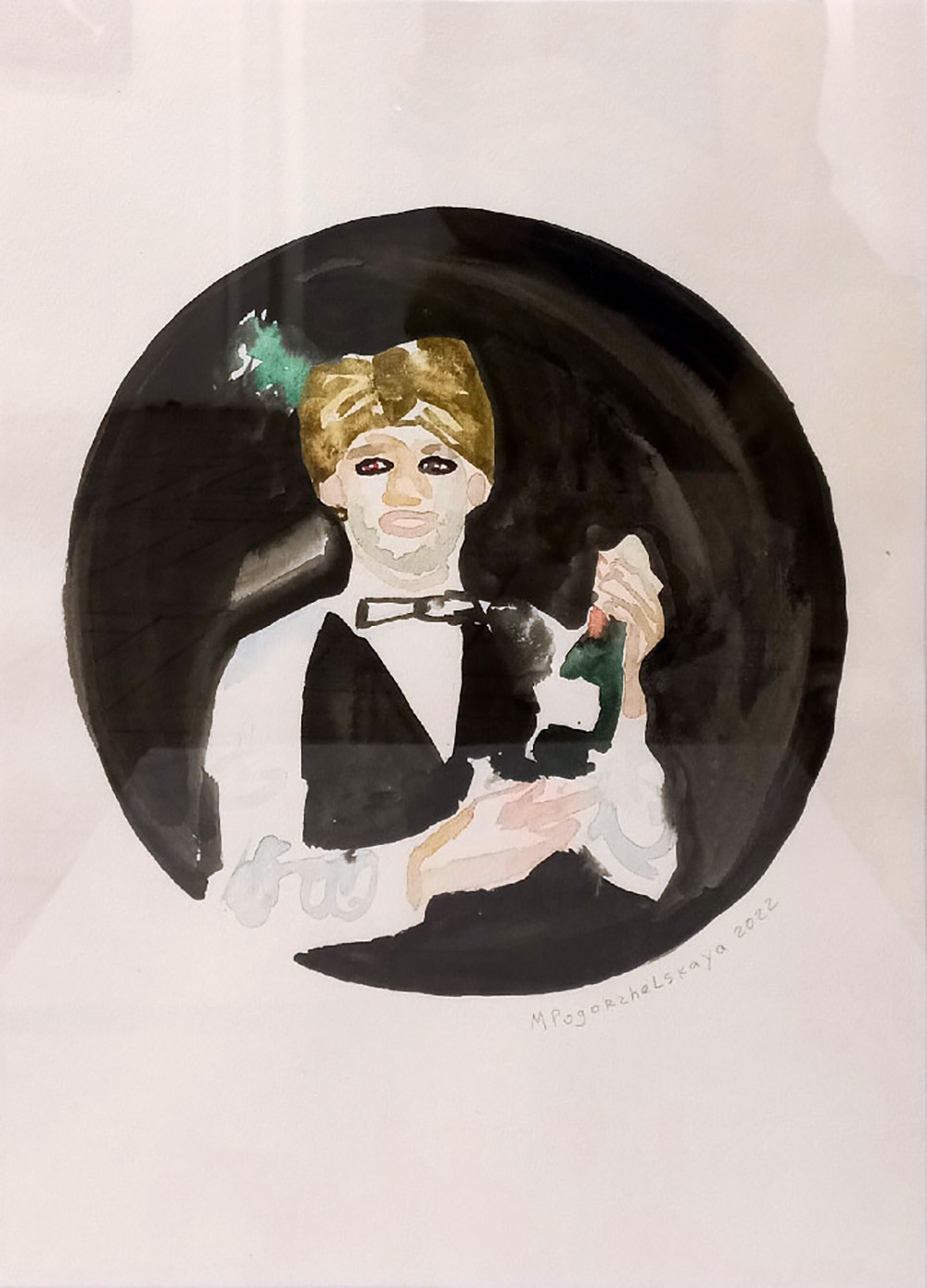 Maria Pogorzhelskaya, Waiter, 2022, acquerello su carta, cm 50x36