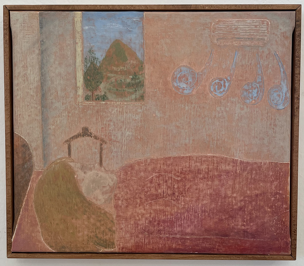 Ocel Shin, Un pisolino d'estate, 2026, olio su tela, cm 47x41